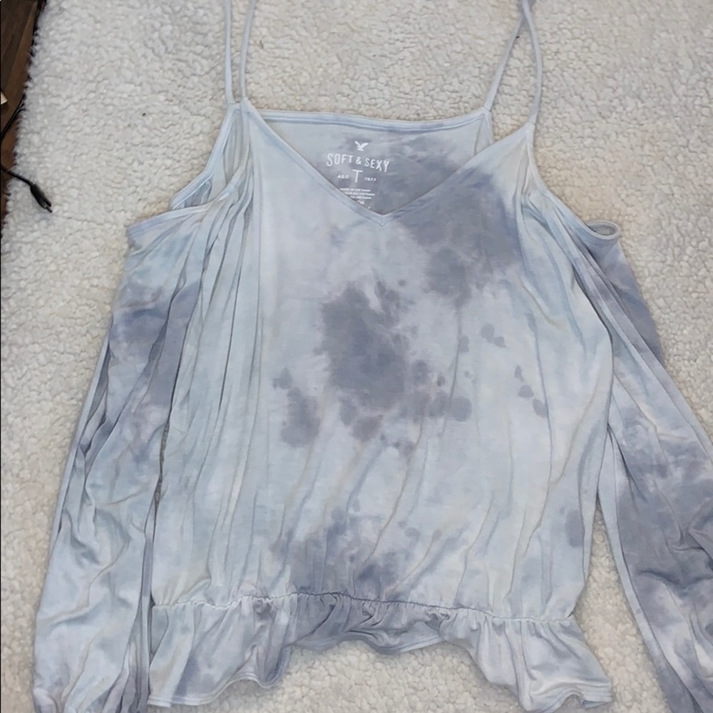 American Eagle Cold Shoulder Tie Dyed Top